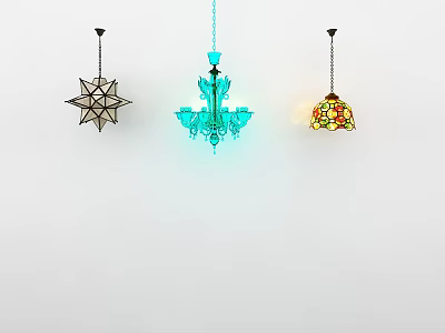 Eye Catching Chandelier Designs Featuring Geometric Crystal And Colorful Glass Shades 3d model