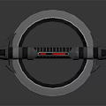 Futuristic Circular Weapon With Metallic Frame Red Indicator Light And Black Grip 3d model