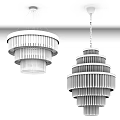 Modern Multi Tiered Crystal Chandeliers With Warm Lighting And Golden Frames 3d model