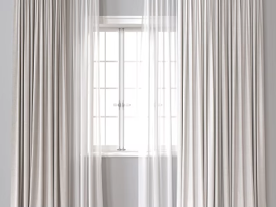 Light Colored Curtains With Sheer Panels For Elegant Window Decoration 3d model