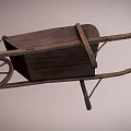 Vintage Handcrafted Wooden Wheelbarrow With Rustic Frame And Spoked Wheel