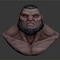 3D Creature Character Muscular Bust With Angry Expression Short Hair And Beard 3d model