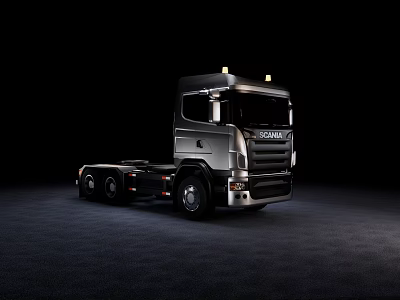 Sleek Scania Functional Heavy Duty Truck With Silver Chassis And Modern Roof Lights 3d model