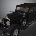 Vintage Classic Car with Dark Blue and Green Roof Chrome Grille Headlights and Spoked Wheels