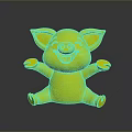 Pink Cartoon Pig with Smiling Face Sitting and Open Arms on Black Background with Reflection