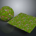 Green Plant Texture Design for Sphere and Square Decorative Patterns with Natural Elements 3d model