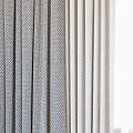 Elegant Curtain Design With Grey And Beige Layers And Decorative Bottom Patterns