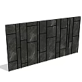 Black Stone Sofa Background Wall With Irregular Square Pattern And Textured Surface 3d model