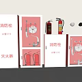 Essential Fire Safety Equipment Featuring Fire Hydrants Fire Extinguishers In Cabinets 3d model