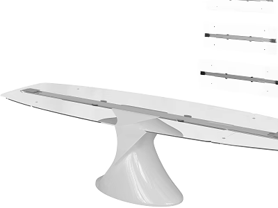 Modern Conference Table With Glass Top And White Pedestal Base Design 3d model