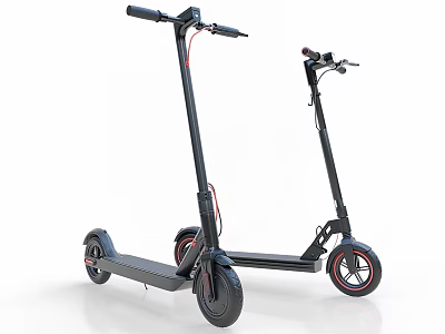 Black Electric Scooter Modern Design With Red Wheel Rims And Two Units 3d model