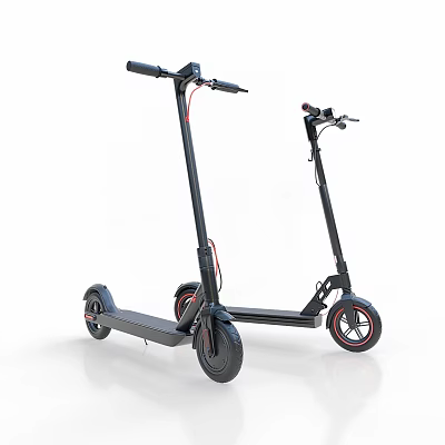 Black Electric Scooter Modern Design With Red Wheel Rims And Two Units 3d model