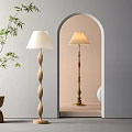 Stylish Floor Lamps With Spiral And Straight Poles White Shades Archway Design
