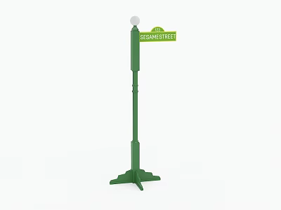 Green Outdoor Traffic Sign For Elgin Street With White Spherical Top And Base 3d model