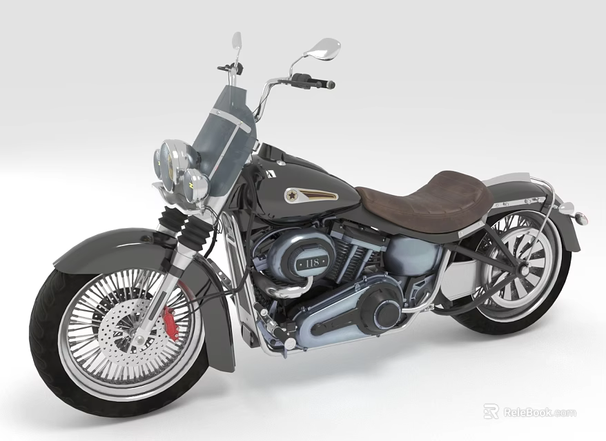 Classic Vintage Motorcycle With Leather Seat Chrome Accents And Spoked Wheels 3d model 