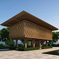 Modern Library Architecture Overhead Library Architecture Rural Community Solid Wood Ecological Micro-Library Architecture Creative Art Overhead Facade Skin Architecture Library 3d model