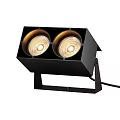 Modern Black Double Head Downlight Spotlight With Mounting Bracket And Illuminating Bulbs 3d model