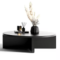 Modern Coffee Table Designs With Marble Top Black Frame And Decorative Vases 3d model