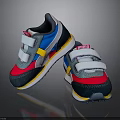 PUMA Children's Multicolor Sneakers With Velcro Straps And Yellow Sole