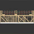 Building Wooden Frame Structure With Roof Truss Wall Framework And Internal Wires