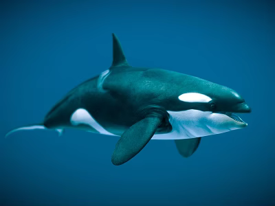 Majestic Orca Aquatic Animal Swimming Underwater in Clear Blue Ocean Waters 3d model