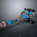 Mechanical Heavy Weapon With Blue Gray Body And Red Mechanical Components