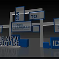 Technology Revolution Industry Transformation Conference Backdrop with TO THE NEW FUTURE and Blue White Frames