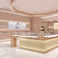 Elegant Modern Jewelry Store Interior With Glass Display Cases And Gold Accents
