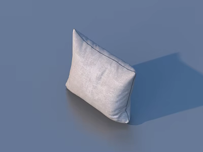 Gray Fabric Pillow With Stitched Edges Placed On Blue Background 3d model