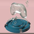 Futuristic Game Controller Floating Over Blue Circular Base With Transparent Cubes 3d model