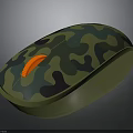 Camouflage Pattern Wireless Computer Mouse With Green Black And Orange Design