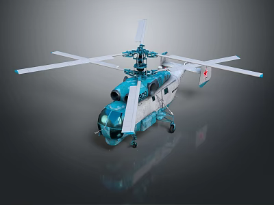 Blue and White Medical Rescue Helicopter With Rotors and Modern Fuselage Design 3d model