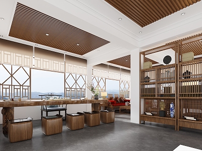 New Chinese Teahouse Tea Room Reception 3d model