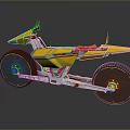 Futuristic Yellow Motorcycle with Red Seat Large Wheels and Concept Design Styling