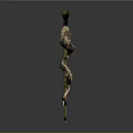 Ornate Bronze Scepter Weapon With Coiled Snake Design And Spherical Top