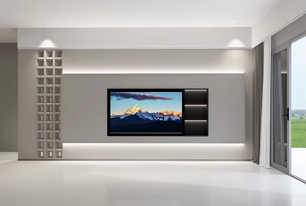 Cream wind TV background wall 3d model
