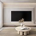 Modern Living Dining Room Interior With Beige Sofa Coffee Table Area Rug And Wall Art