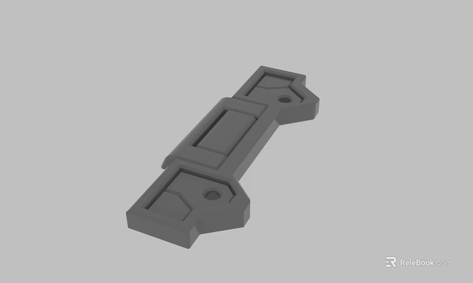 Gray 3D Printed Mechanical Bracket With Two Holes And Grooved Connection Structure 3d model 
