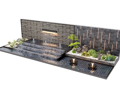 Modern Landscape Wall Waterscape Plant Stacked Water Landscape model