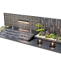 Modern Landscape Wall Waterscape Plant Stacked Water Landscape 3d model