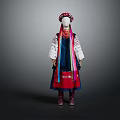 Traditional Ethnic Clothing With Embroidered Blouse Colorful Sash And Decorative Headpiece