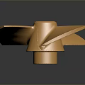 Shiny Golden Metal Propeller With Multiple Blades And Central Hole