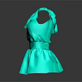Stylish Green One Shoulder Ruffle Dress With Flared Skirt Design