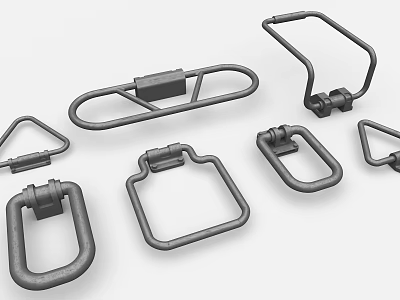 Sturdy Metal Industrial Equipment Parts Including Lifting Rings And Handles In Various Shapes 3d model