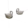 Two Swan Shaped Decorative Figurines In White Ceramic For Home Decoration