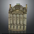 Classical Stone Building With Multi Story Columns Ornate Windows Twin Chimneys And Decorative Roof
