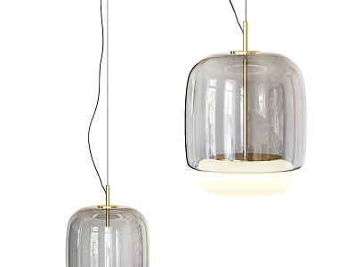 Two Modern Glass Chandeliers With Gold Accents Dome Shape For Interior Design 3d model