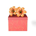 Beautiful Orange Lilies Placed On Pink Decorative Box With Gold Patterns 3d model