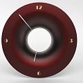Maroon Dial Wall Clock With White Center Circle And Numbers 12 3 6 9