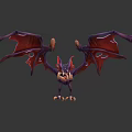 Fantastical Mythical Creature Character With Purple Body And Red Outstretched Wings